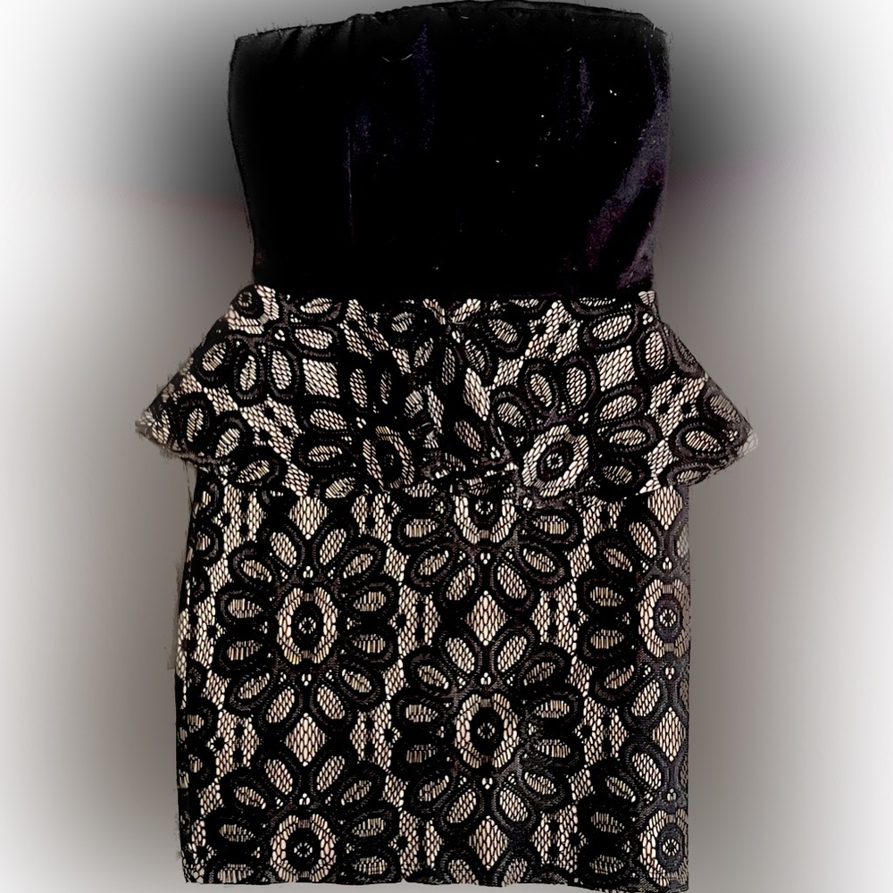 Black Peplum Tube Mini Dress